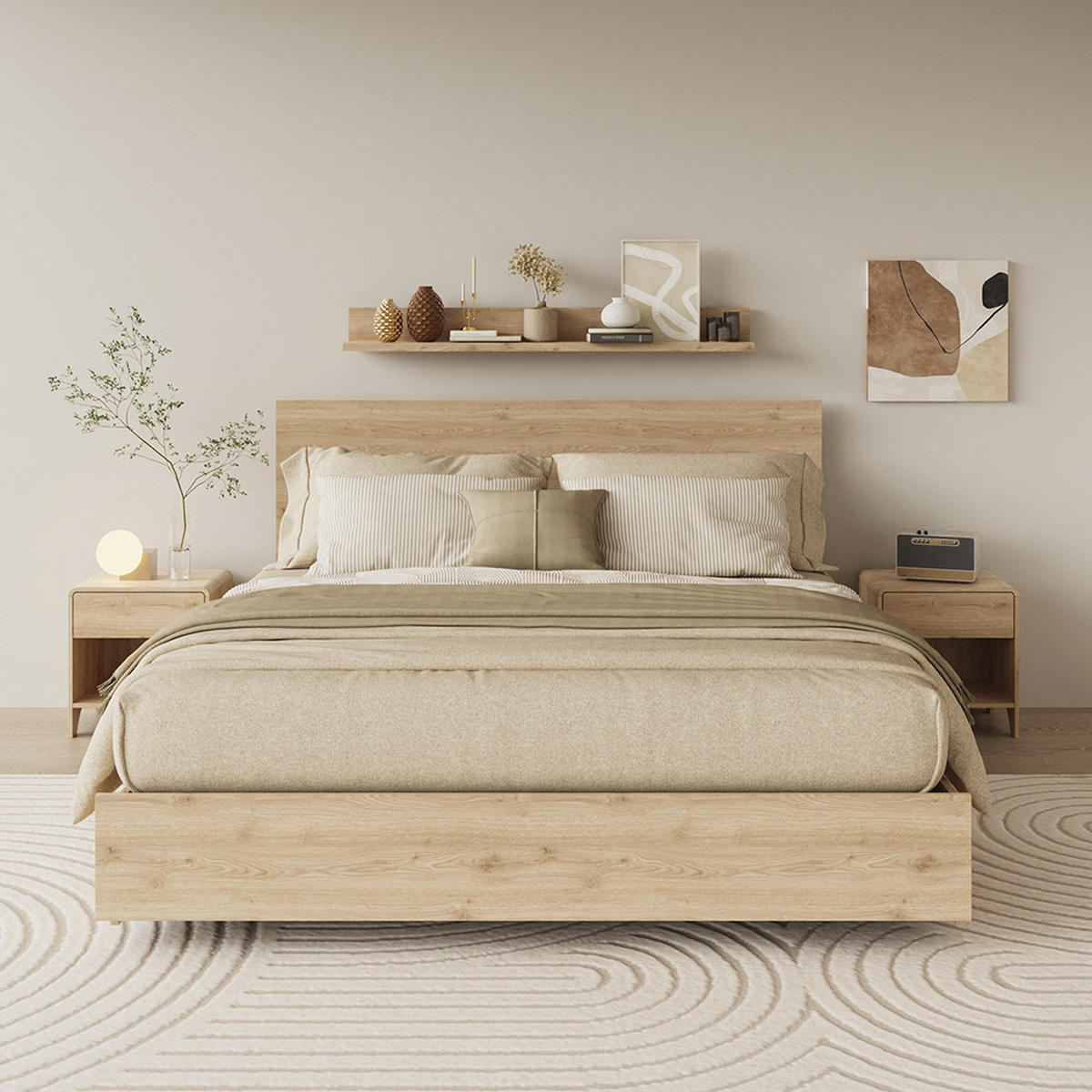 NACHTTISCH Oaki Eiche 47 x 50 cm mit 1 Schublade - Eichefarben, Holzwerkstoff (47/50/39cm) - Vicco