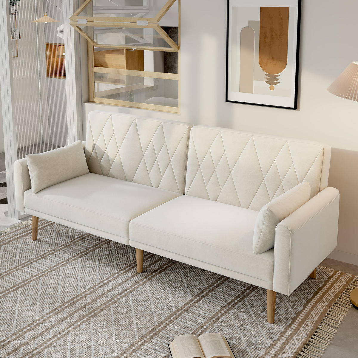 SCHLAFSOFA 180/75/82 cm in Beige – mit verstellbaren Rückenlehnen - Beige, Textil (82/75/180cm) - BEAOK