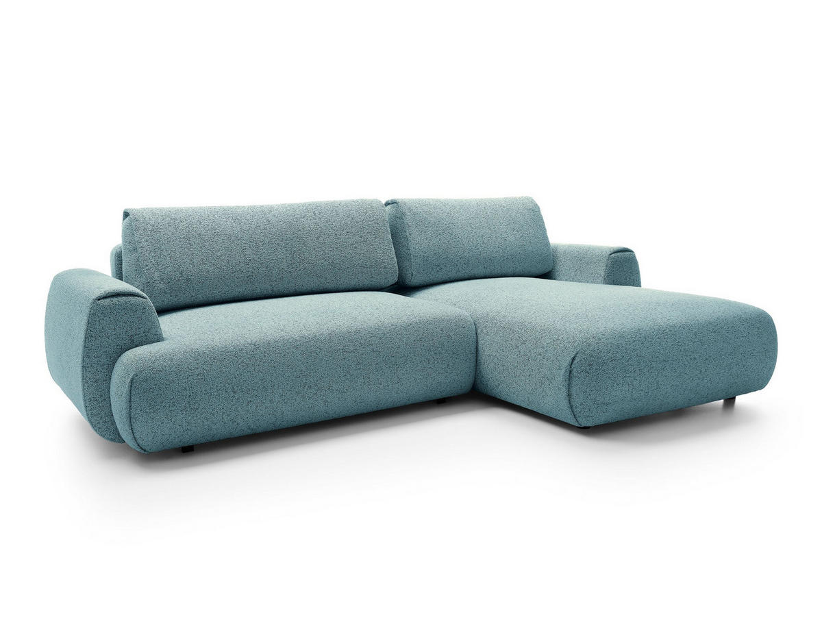 ECKSOFA ZEST Blau Geflochtener Stoff mit Schlaffunktion - Blau, Holz (270/167cm) - MASSENO