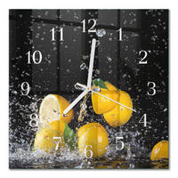 WANDUHR 30x30 cm - Zitronen - Gelb, Glas (30/30/0.4cm) - TULUP