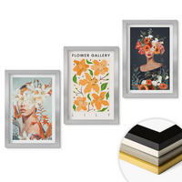 WANDBILDER 3er Set - 20x30 cm Silberner Rahmen - Blumenporträts mit Blumensträußen - Silberfarben, Kunststoff (20/30cm) - ArtPrintCave