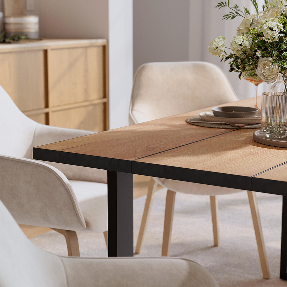 JÍDELNÍ STŮL Avido Zlatý mocný dub - medově dubová/černá, kompozitní dřevo (160/90/75cm) - Vicco