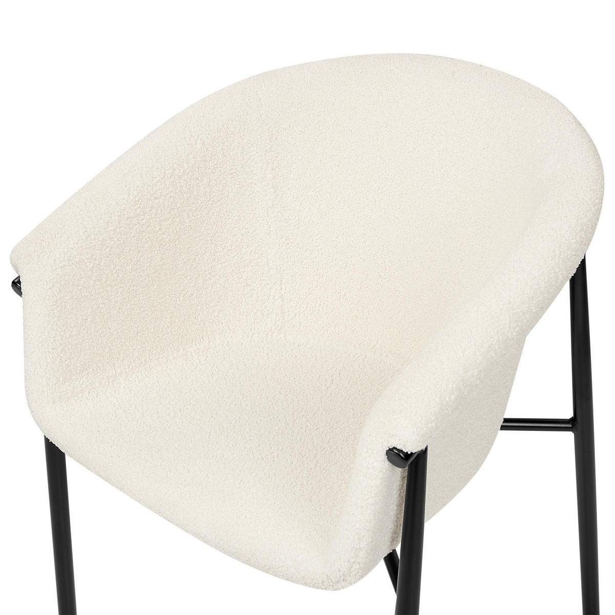ESSZIMMERSTUHL 2er-Set Bouclé cremeweiß/schwarz Ames - Creme/Schwarz, Textil (59/80/56cm) - Beliani