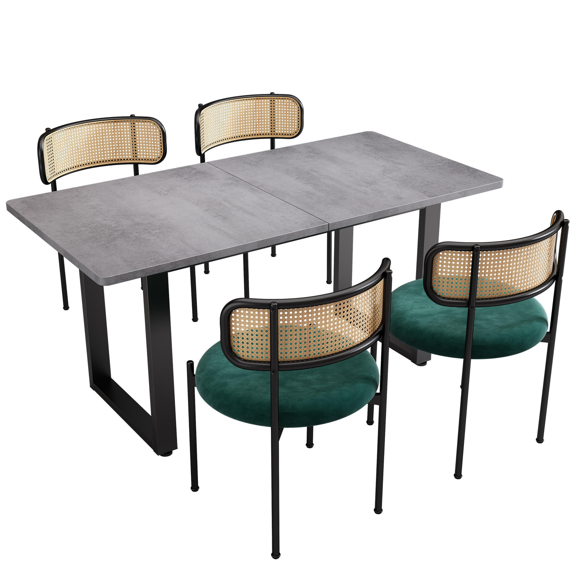 ESSGRUPPE DE-38932 rechteckiger Tisch mit 4 Stühlen Mehrfarbig - Multicolor, Holzwerkstoff (140/75/70cm) - ComfortXL