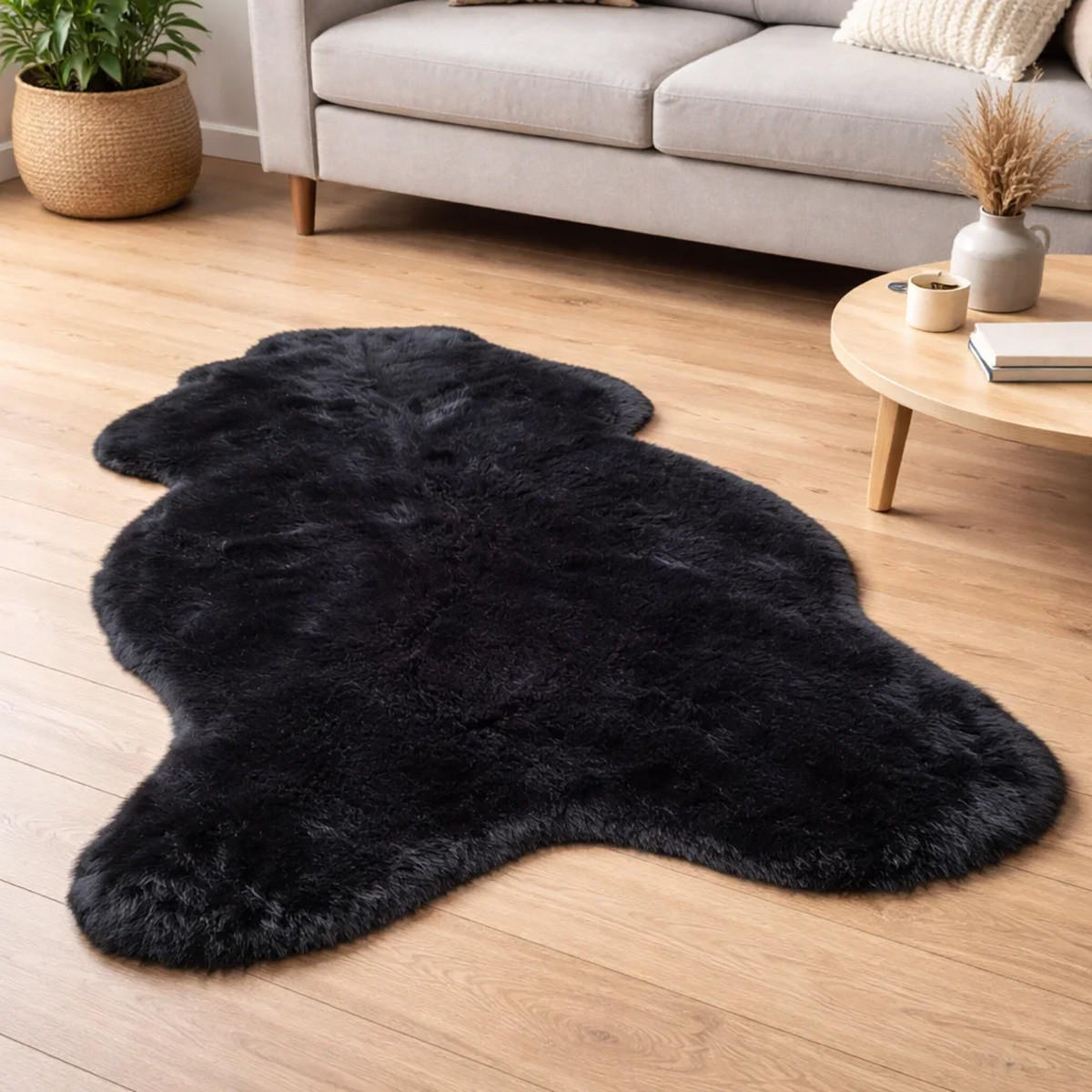 SCHAFFELL Premium Merino Lammfell Schwarz Dyed geschoren ca. 115 cm - Schwarz, Fell (65/115cm) - Provellus