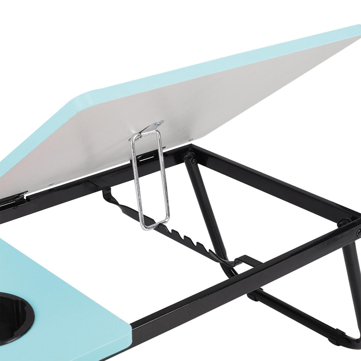 LAPTOP-BETTTISCH mit Getränkehalter Verstellbarer, klappbarer – Blau 5-fach Neigungsverstellung und Becherhalter 56x32,5x24 cm - Blau, Metall (32.5/56/24cm) - Livingandhome