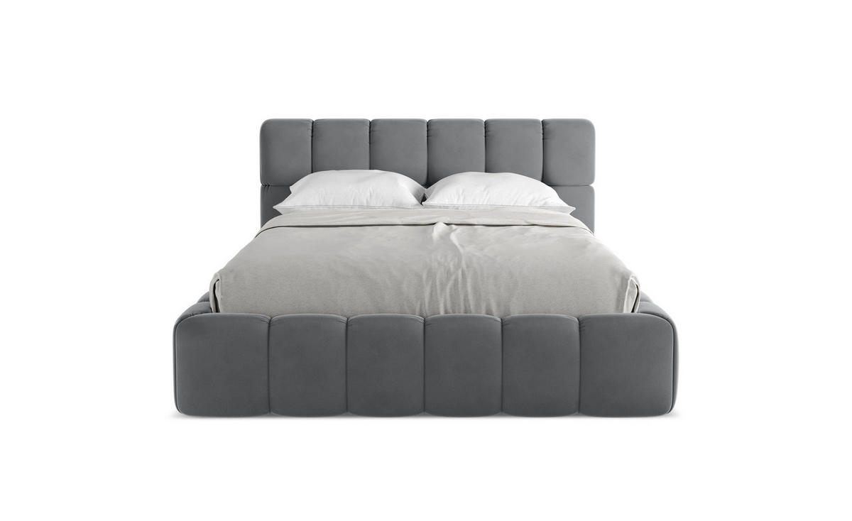 POLSTERBETT mit Bettkasten und Lattenrost 160x228 Grau - Dunkelgrau/Schwarz, Kunststoff/Textil (140/200cm) - Makamii