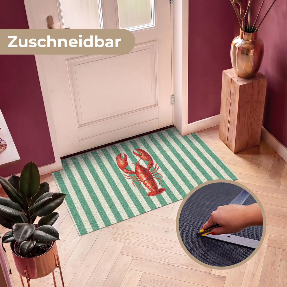 ROHOŽKA Rak - Pruhy - Realistické - Letní 120x80 cm - různobarevná, textil/umělá hmota (120/0.4cm) - MuchoWow