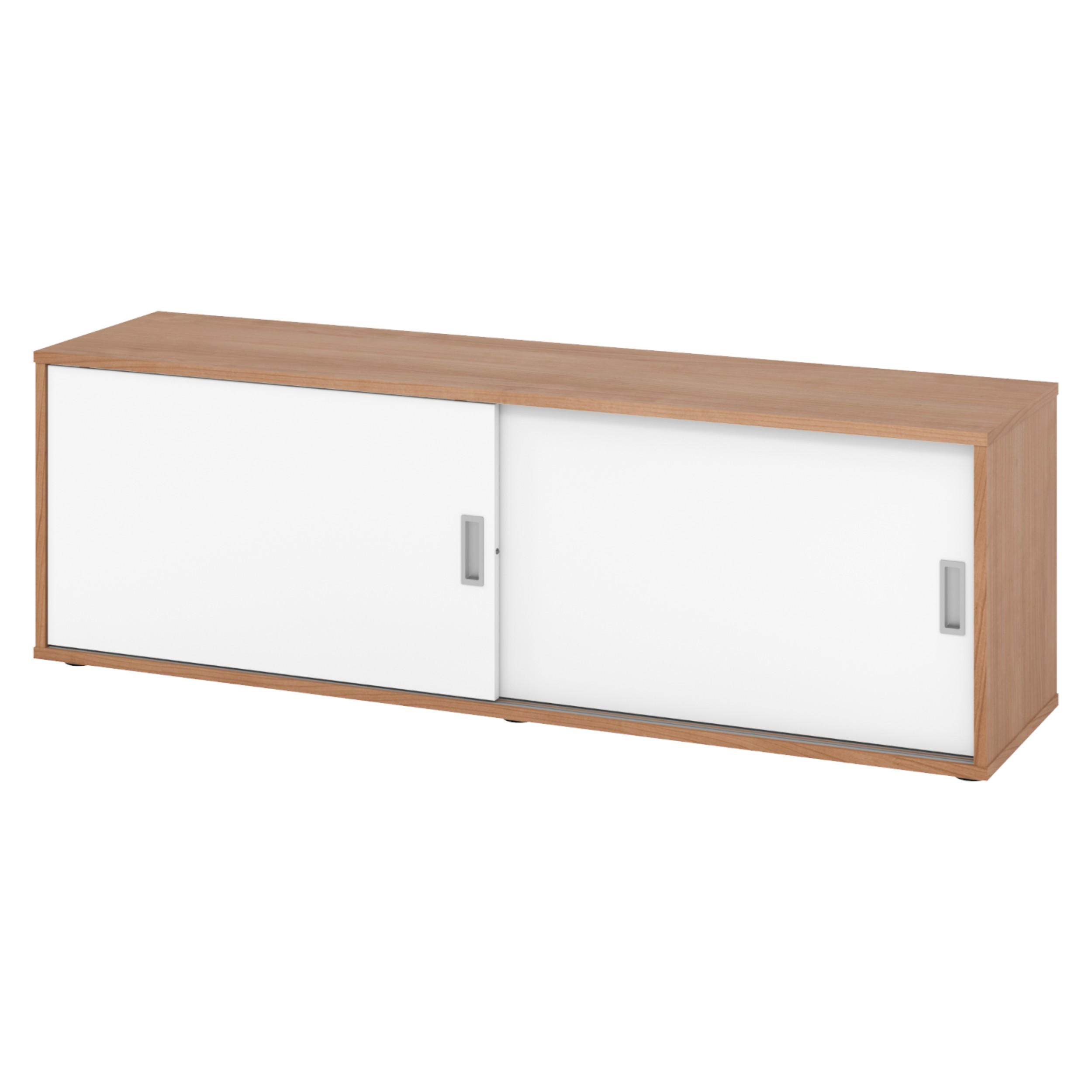 bümö Lowboard Nussbaum, Weiß 160x52x40 cm