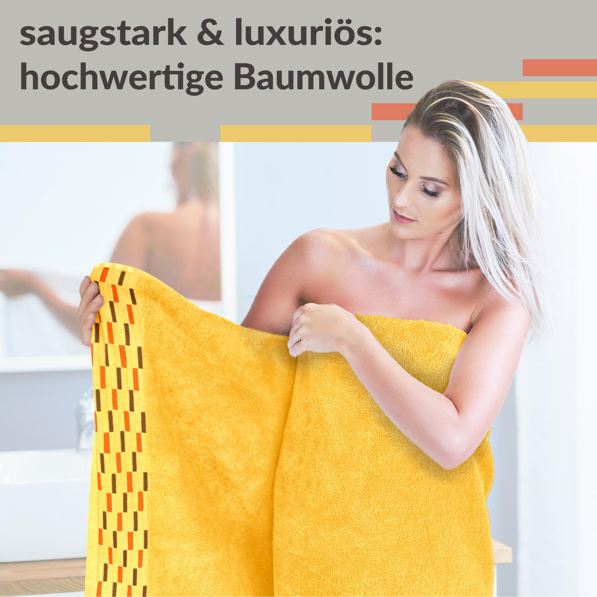 DUSCHTUCH Lugano Gelb 2er 70x140 cm - Gelb, Textil (70/140cm) - Lashuma