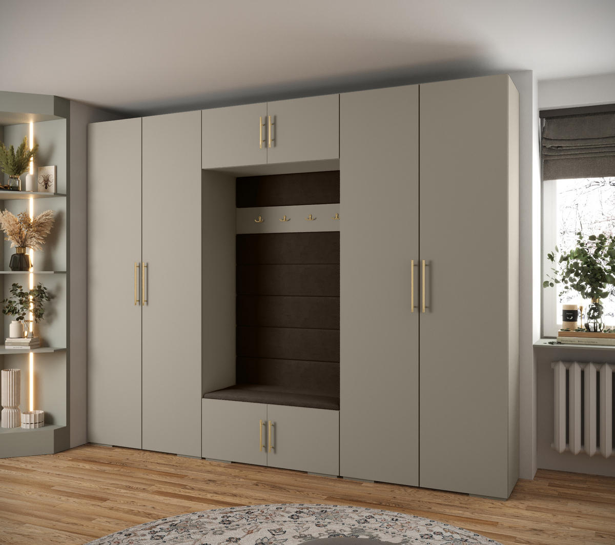 GARDEROBEN-SET 236,7/300/47 - Kaschmir/Goldfarben, Holz/Kunststoff (300/236.7/47cm) - Abiks Möbel