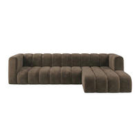 ECKSOFA Modulares In L-Form, Velvet-Stoff Riviera, Braun, Rechts, GRAND 318 cm - Braun, Holz (318/179cm) - Kaiser Möbel