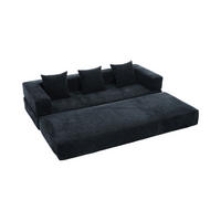 SOFA modular 198 x 79 cm Chenille Black - Schwarz, Kunststoff (31.1/23.62/77.95cm) - Meubliv