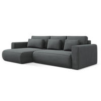 ECKSOFA mit Schlaffunktion Strukturstoff Stoff Grau - Schwarz/Grau, Kunststoff/Textil (149/278cm) - Makamii