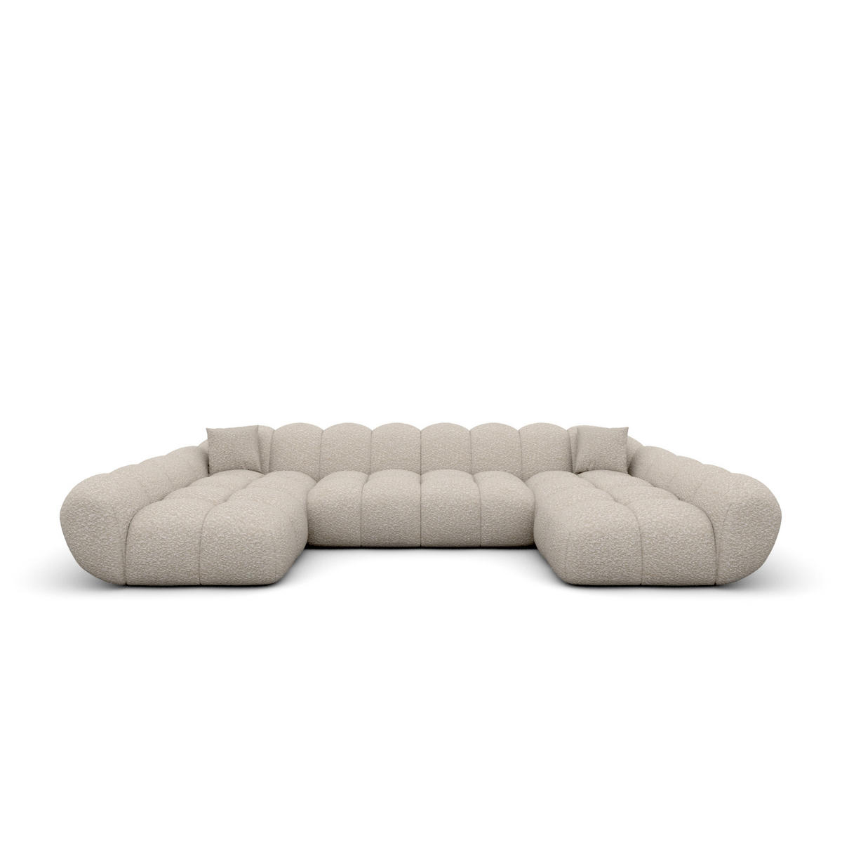 WOHNLANDSCHAFT Liva Sand Bouclé U-Form XXL Studio - Sandfarben, Textil (330/70/160cm) - VAROYAL