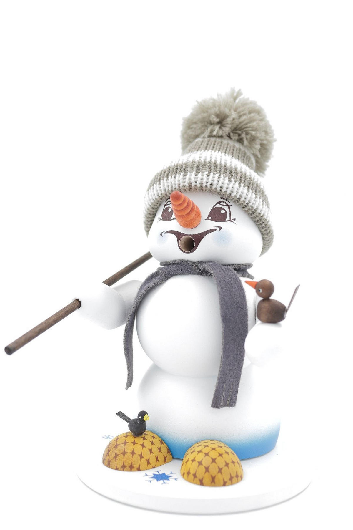 RAUCHFIGUR Schneemann Weiß Vogelhändler 19 cm - Multicolor, Holz (15/19/0.1cm)