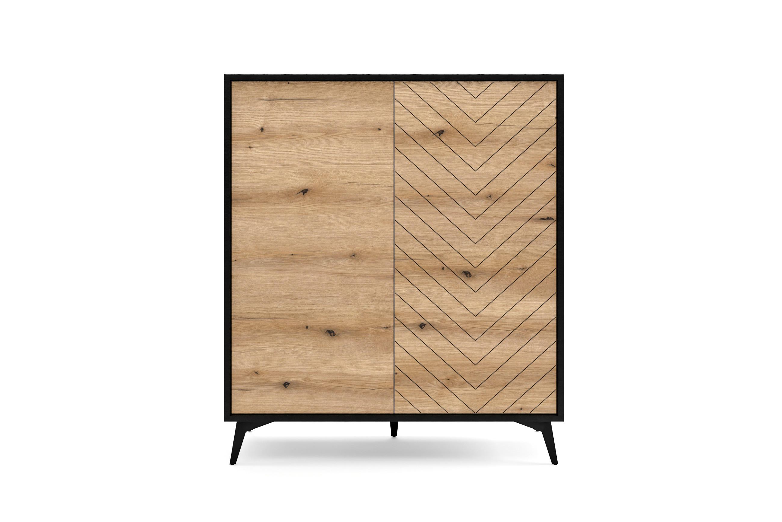 HIGHBOARD Diamond Eiche Evoke, Schwarze Beine - Eichefarben/Schwarz, Holzwerkstoff (104/119/39cm) - Bettso