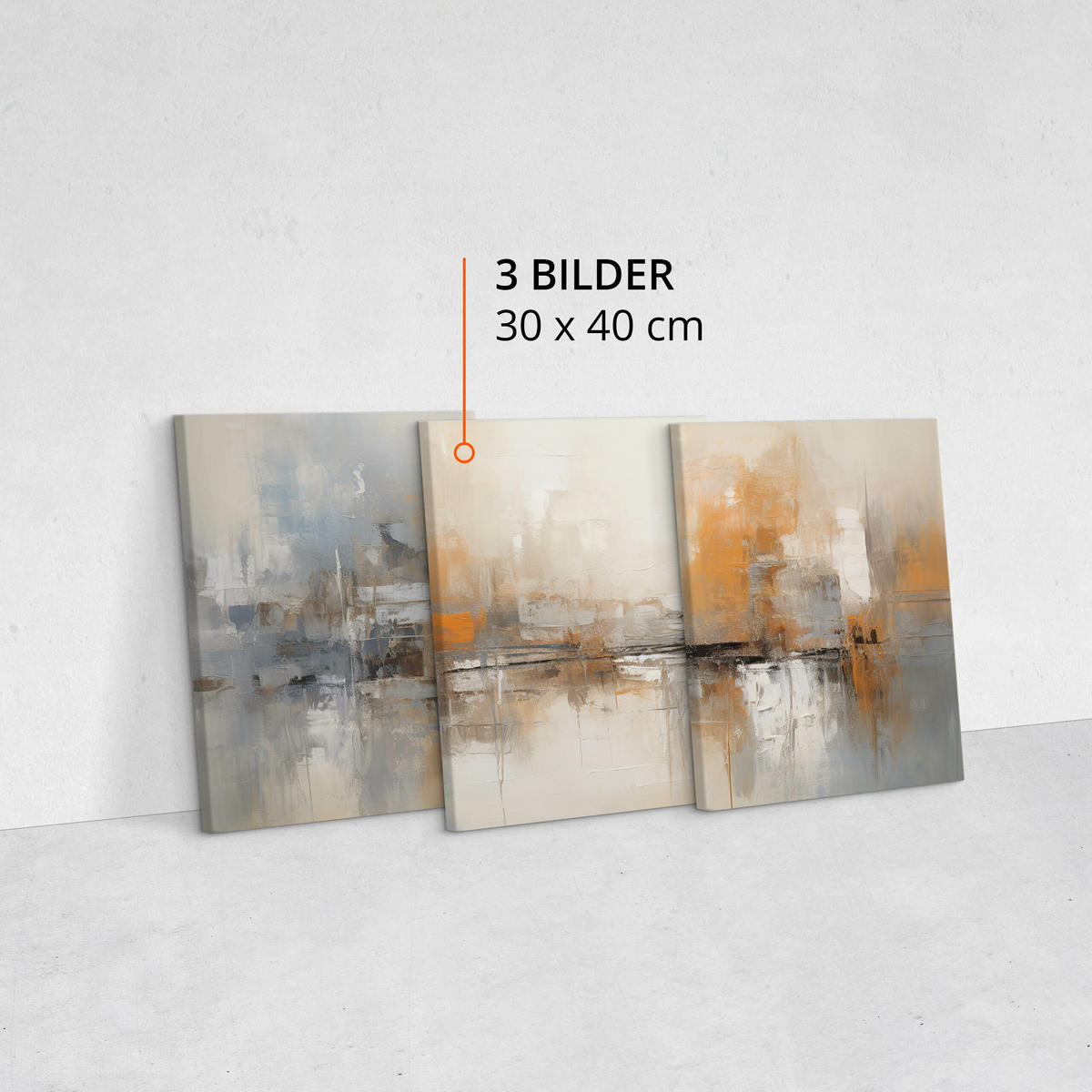 LEINWANDBILDER 3-es Set Abstrakte Kunst - Beige/Schwarz, Textil (90/40cm) - Muralo