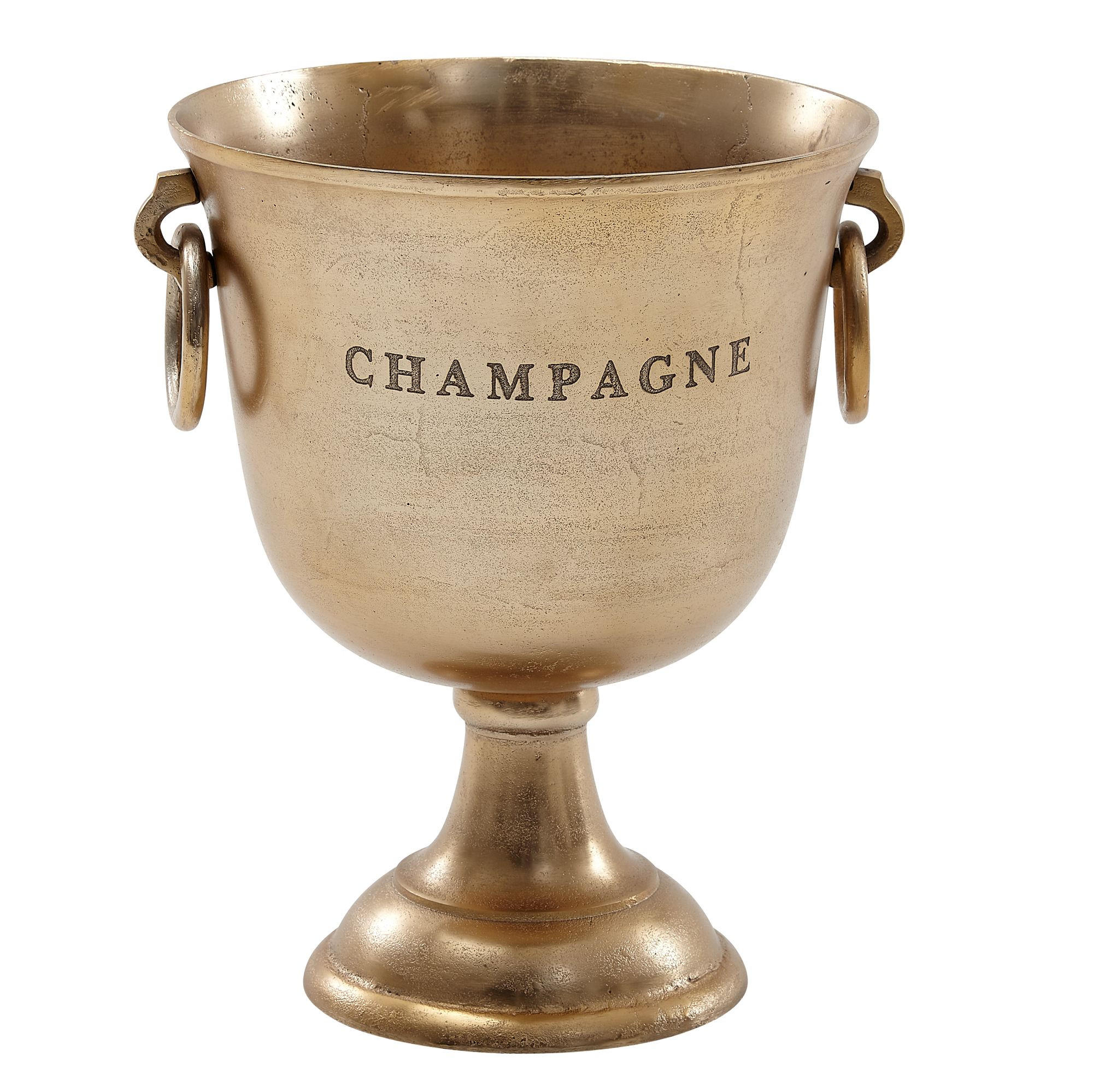 CHAMPAGNERKÜHLER Aluminium Modern 2 Flaschen Ringgriffe ALBEGNA, Gold 29x29x38 cm - Goldfarben, Metall (18/38cm) - KADIMA DESIGN