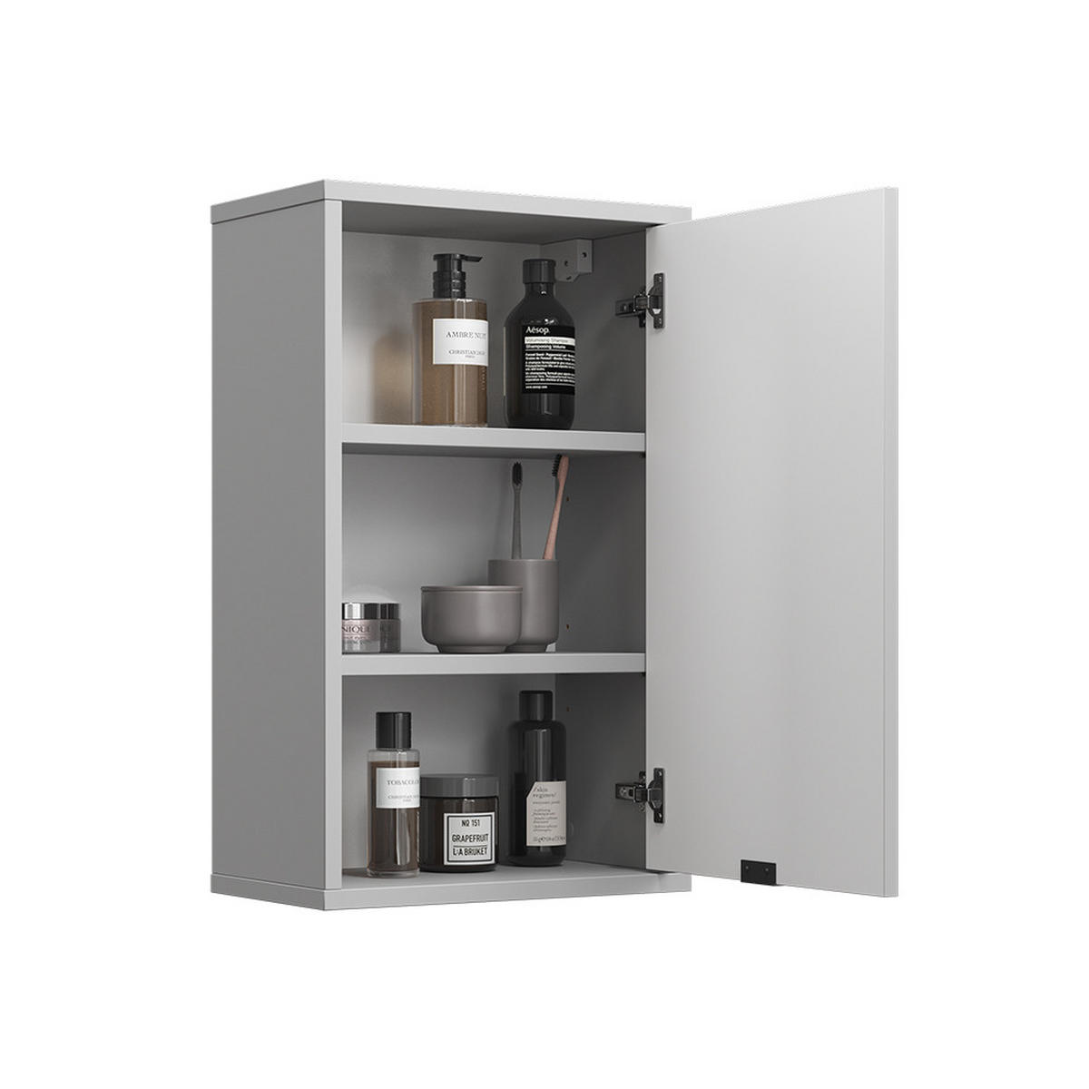 BADEZIMMER Eliza Grau 40 x 65 cm mit 2 Regalböden - Grau, Holzwerkstoff (40/65/22.1cm) - Vicco