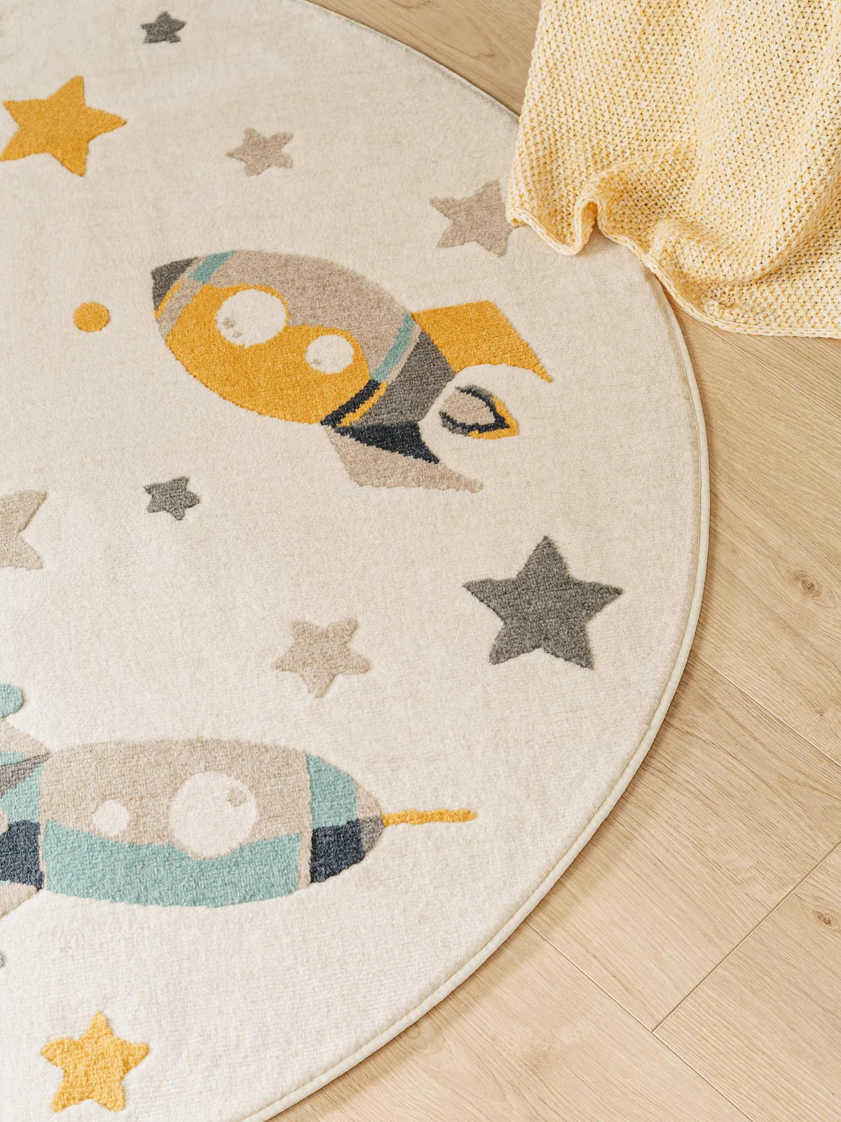 KINDERTEPPICH Apollo Cream ø 120 cm rund - Creme, Kunststoff/Textil (120/120cm) - Lytte