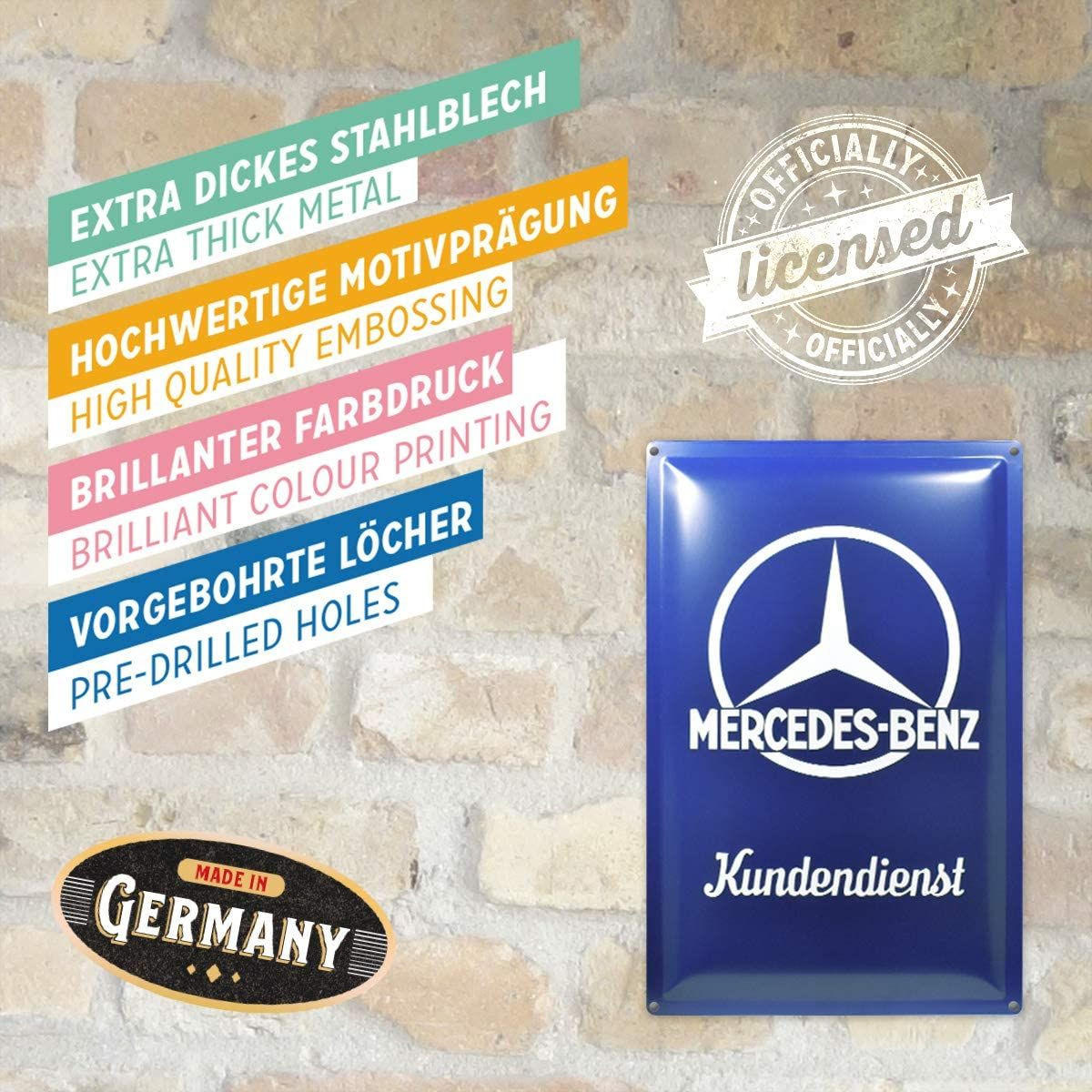 BLECHSCHILD 40/60 cm Mercedes-Benz Kundendienst - Multicolor, Metall (40/60/1cm) - Nostalgic-Art
