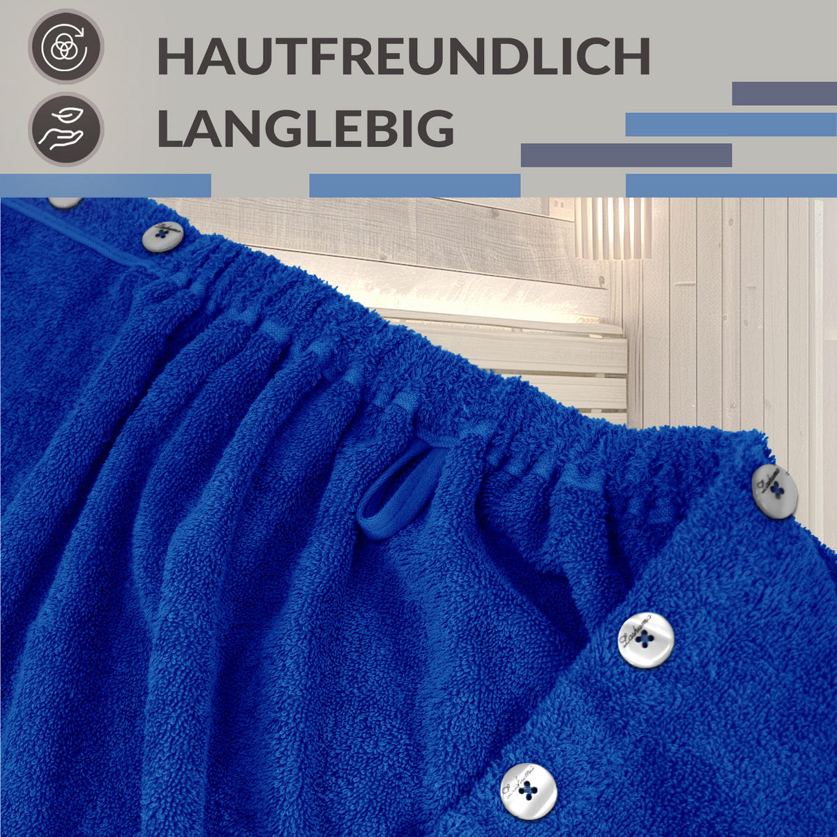 SAUNAKILT Dame Lugano Königsblau - Dunkelblau, Textil (150/75cm) - Lashuma