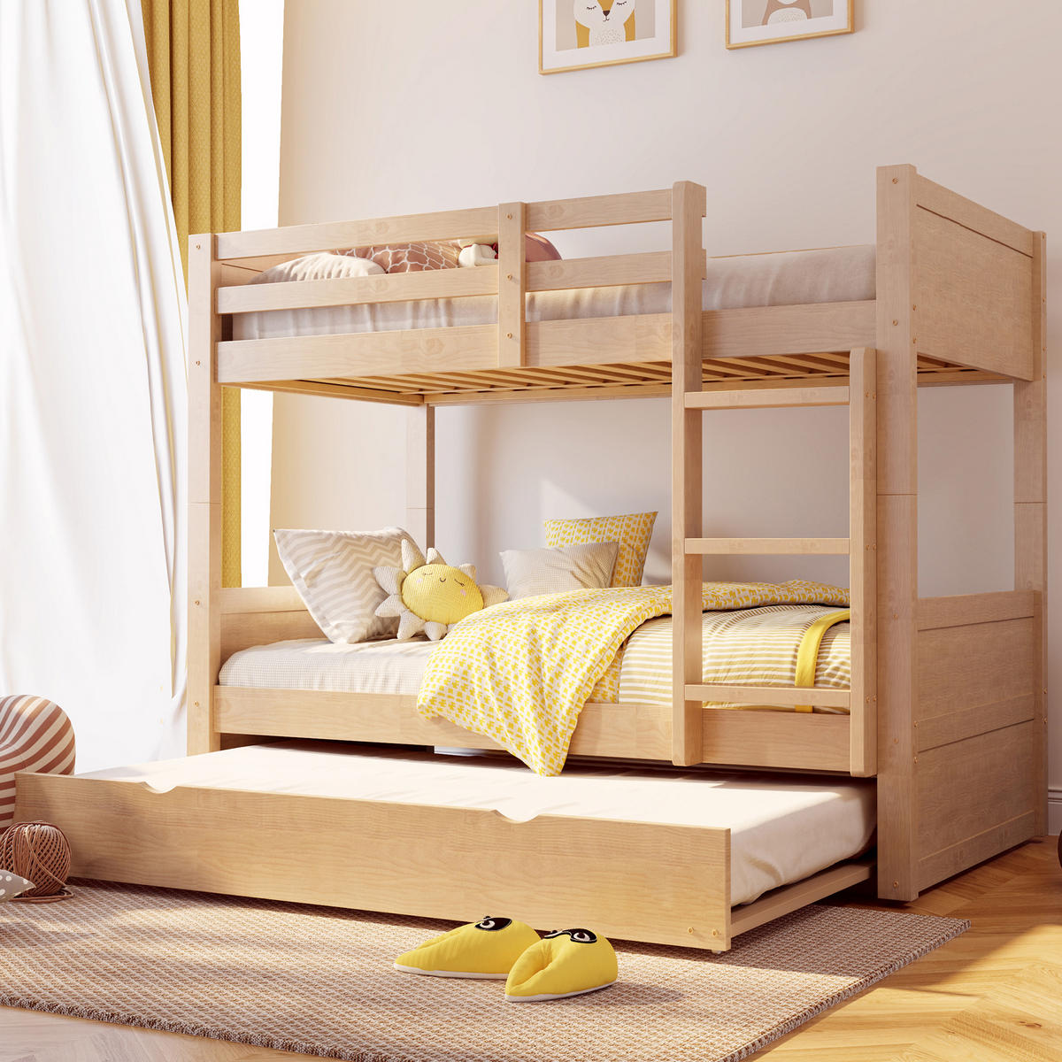 ETAGENBETT mit Ausziehbett 90x200 cm Holz 3-in-1 - Birnbaumfarben, Holz (90/200cm) - Meubliv