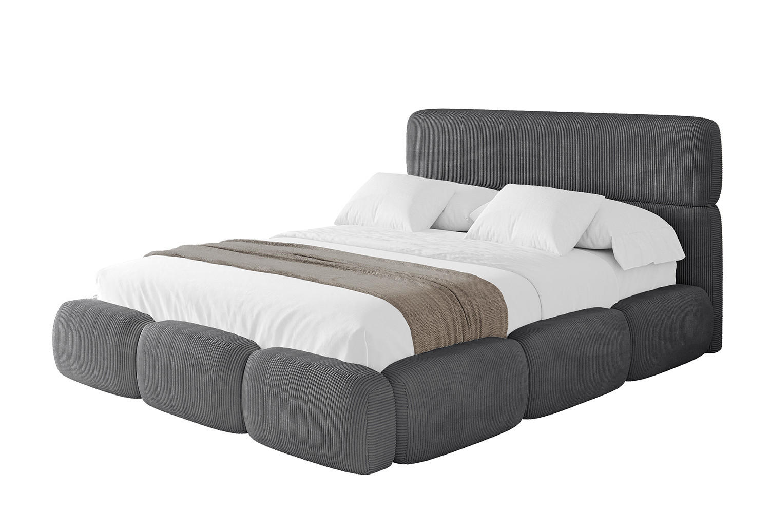 POLSTERBETT mit Bettkasten und Lattenrost, Boxbett ohne Matratze - ELVA 200x200 Dunkelgrau - Anthrazit, Holzwerkstoff/Textil (200/200cm) - ALTDECOR
