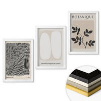 WANDBILDER 3er-Set - 20x30 cm Weißer Rahmen - Pflanzenmuster und Linien - Weiß, Kunststoff (20/30cm) - ArtPrintCave