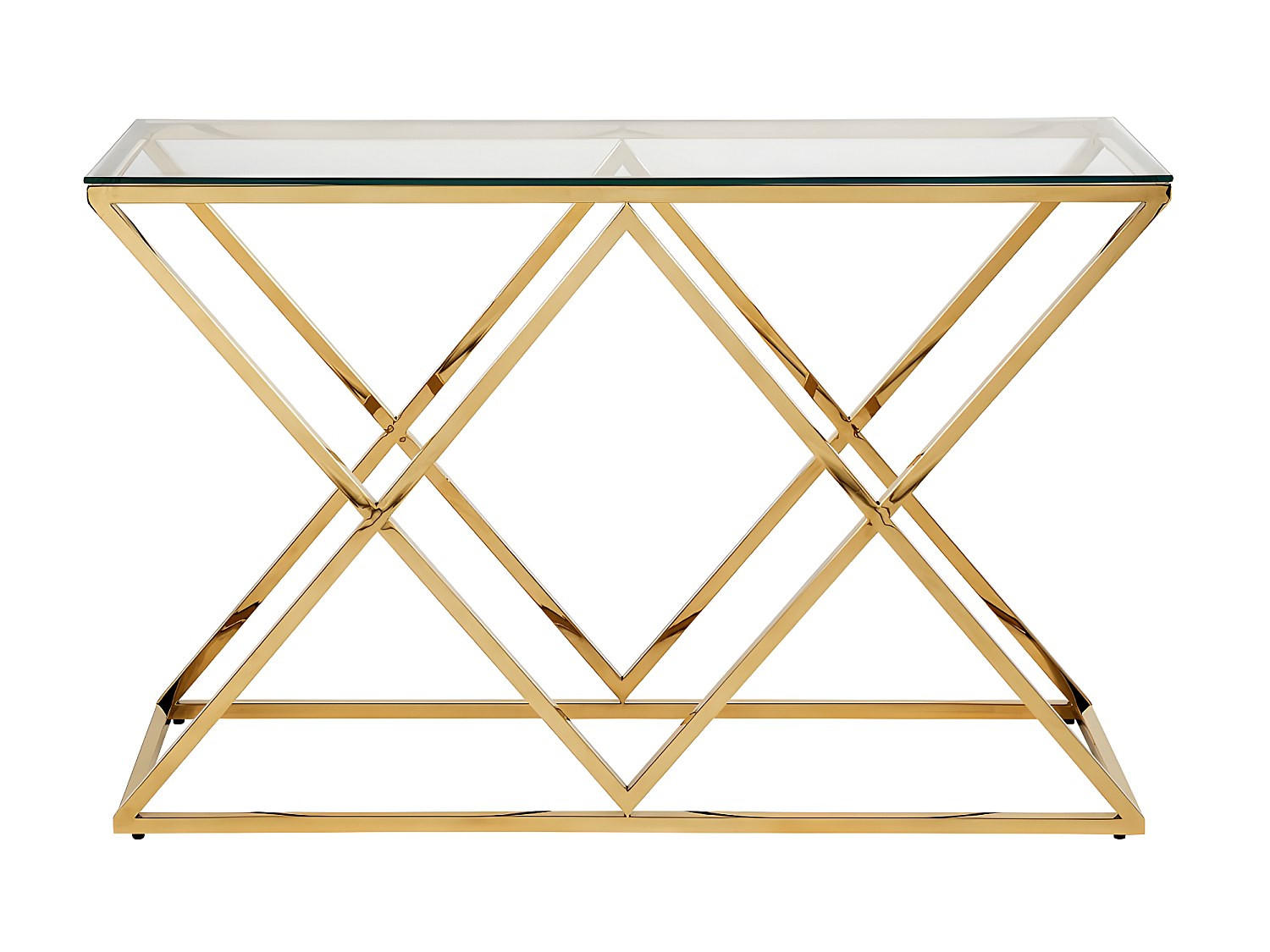 KONSOLENTISCH - 120 cm x 40 cm - Glas - Transparent, Goldfarben - CHARLOTTE - Transparent/Goldfarben, Glas (40/120/78cm) - Vente-Unique