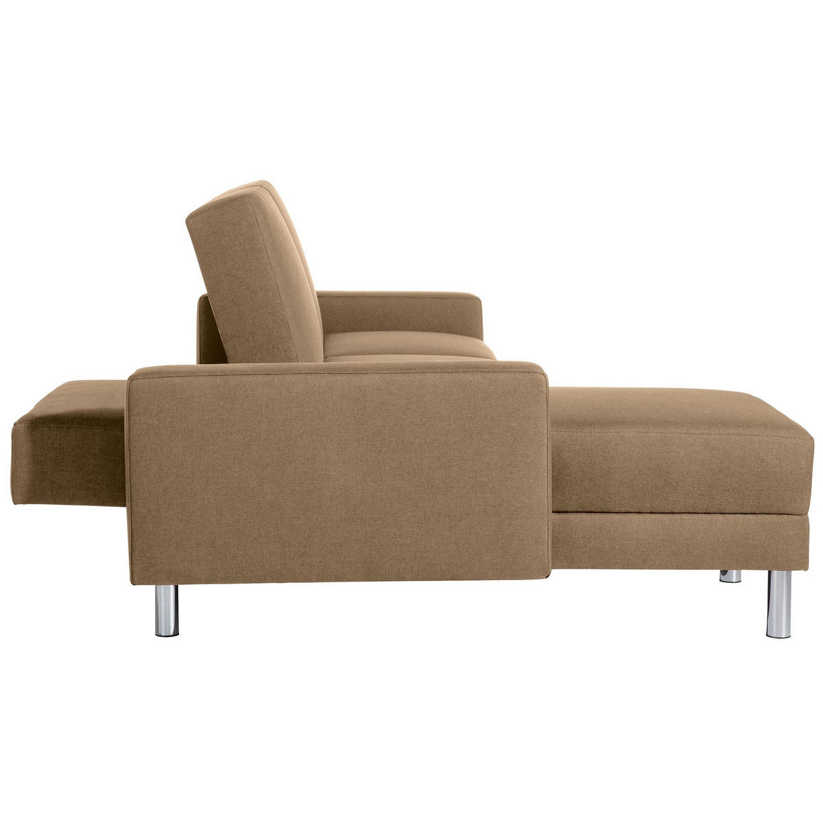 FUNKTIONSSOFA mit Hocker Katryna Flachgewebe sand - Sandfarben, Kunststoff (144/92/230cm) - 58aufmkessel