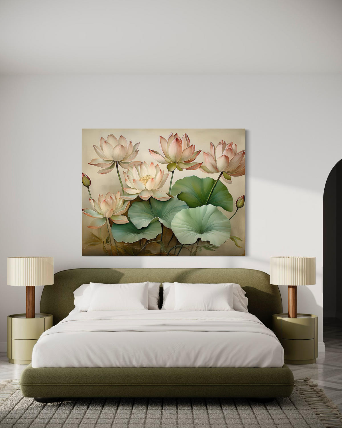 WANDBILD blatt lilien blumen - Beige, Textil (60/40cm) - Feeby