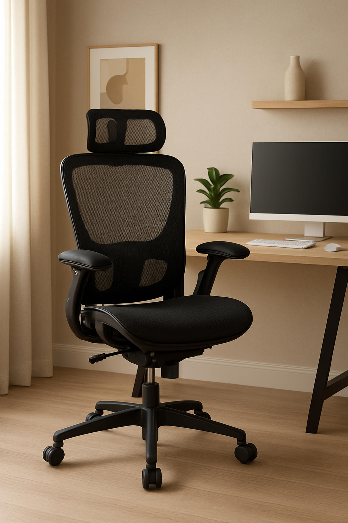BÜROSTUHL Koven schwarz - Schwarz, Kunststoff/Metall (65/128/65cm) - TPFLiving