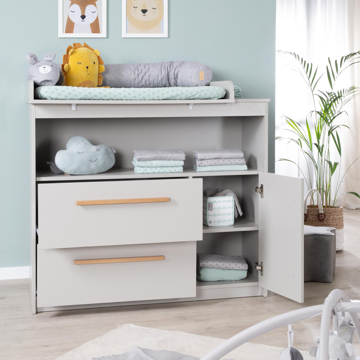 WICKELKOMMODE Lea - Grau, Holz/Holzwerkstoff (107/98/75cm) - Roba
