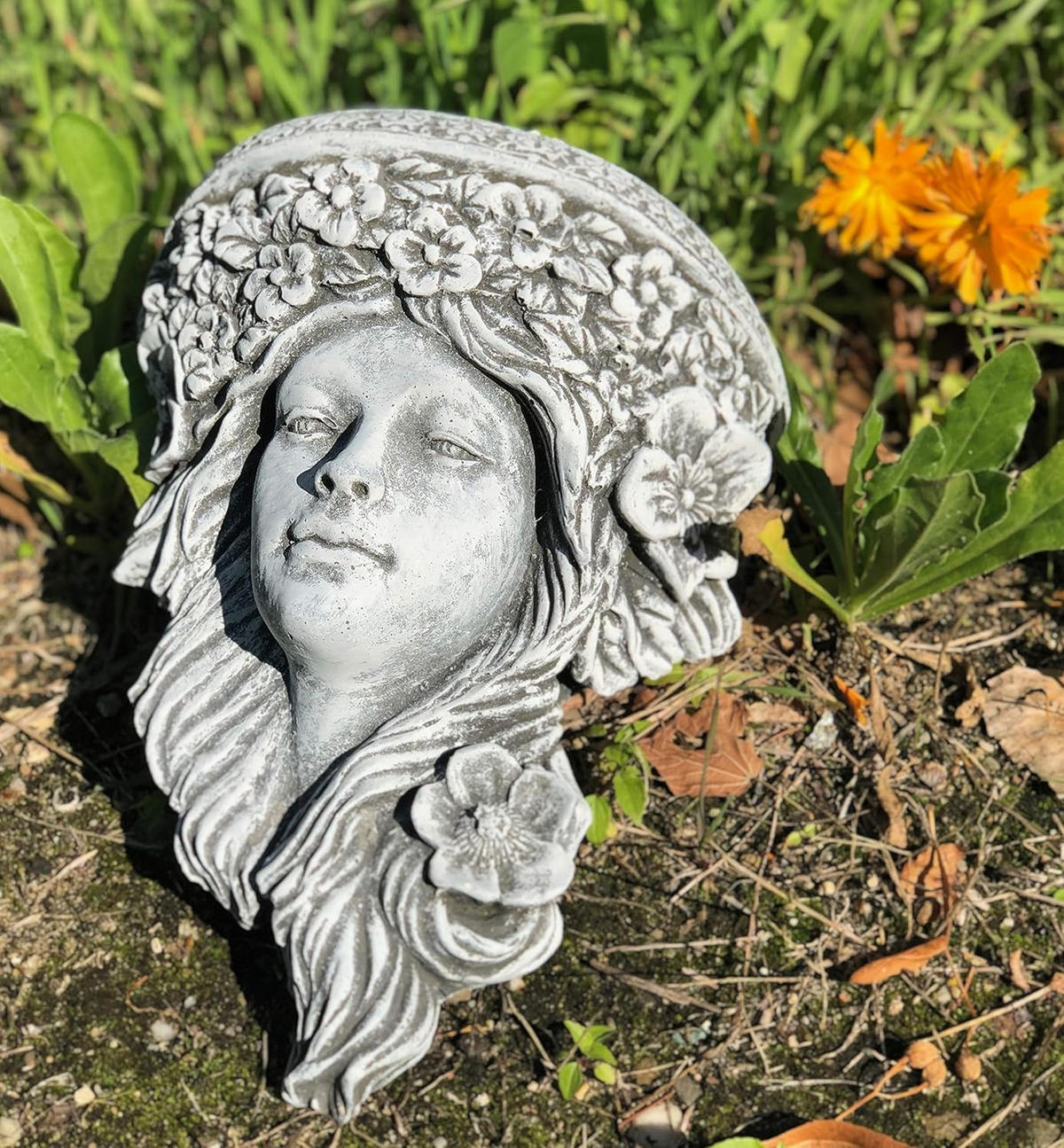 STEINFIGUR Wandkonsole Wandrelief Waldfee Fee frostfest wetterfest Steinguss Gartenfigur - Grau, Stein (18/9/24cm) - stoneandstyle