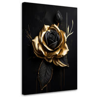 LEINWANDBILD Goldene Rose auf schwarzem Hintergrund - Goldfarben, Textil (40/60cm) - Feeby