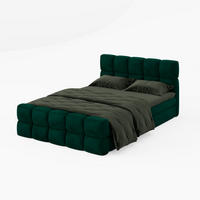 BOXBETT Vanessa 180/200 cm, in Dunkelgrün, Velours-Stoff, Bettkasten, Matratze, Topper - Dunkelgrün, Textil (180/200cm) - Barchello