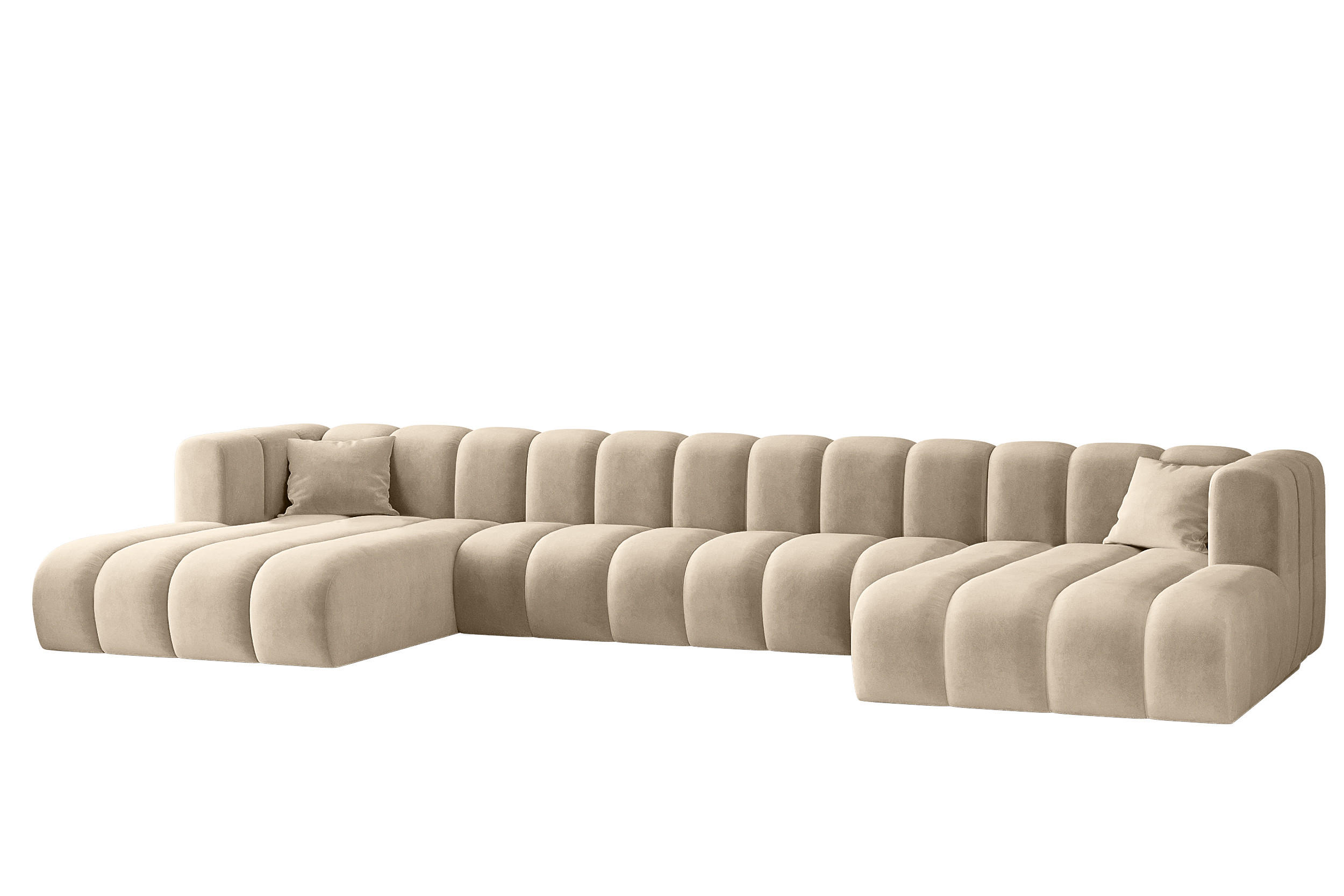 ECKSOFA, U-from, Sofa Grand U XL modular stoff Salvador Beige - Beige, Holz (179/408cm) - Kaiser Möbel