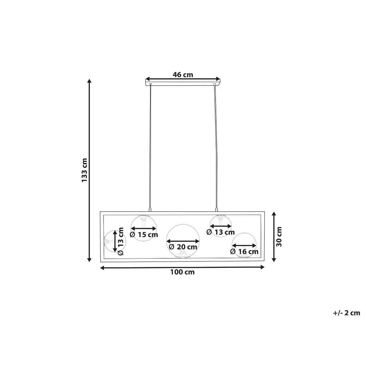 HÄNGELEUCHTE Geehi 20/100/133 cm - Messingfarben, Metall (20/100/133cm) - Beliani