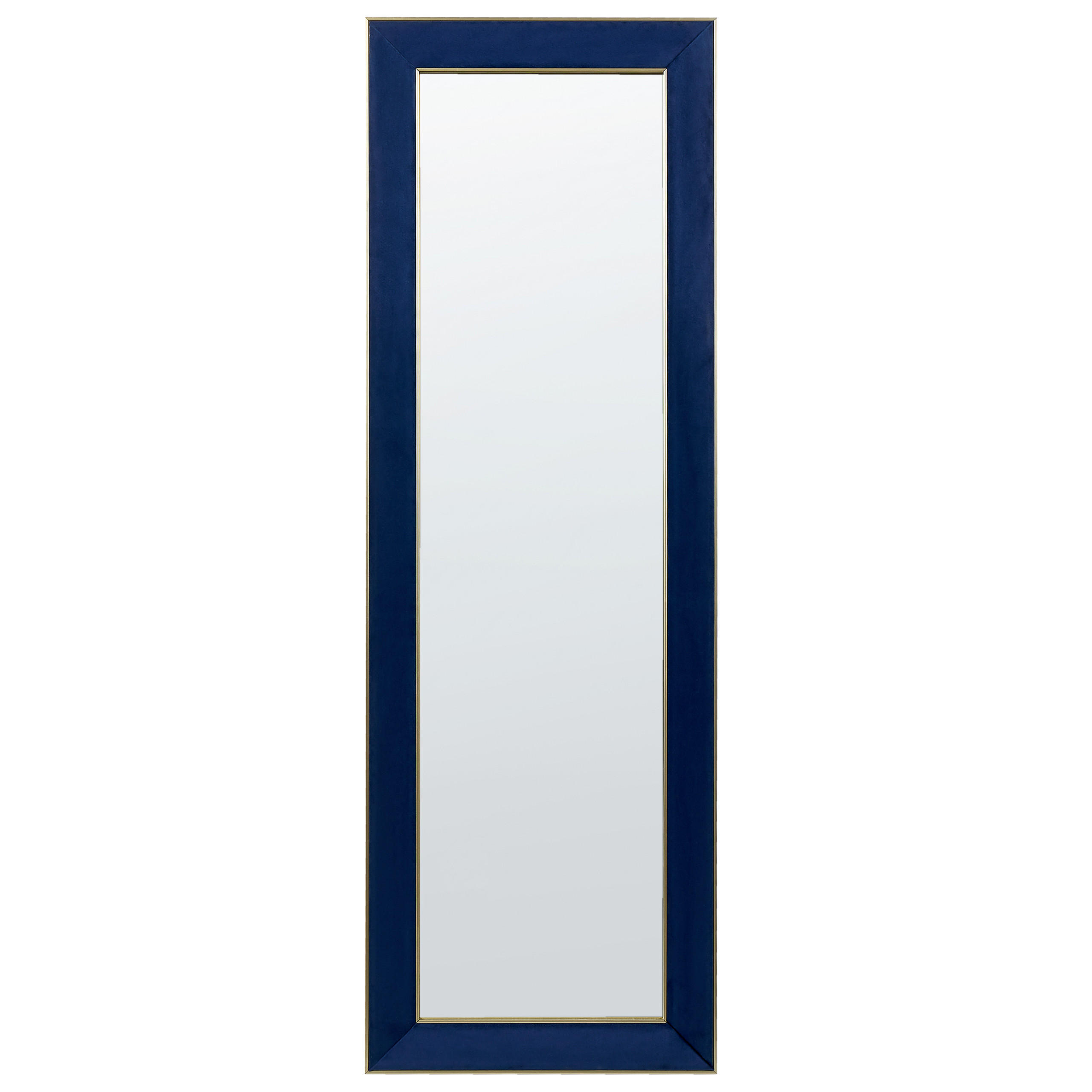 STEHSPIEGEL Samt 50/150 cm marineblau/gold Lautrec - Blau/Goldfarben, Textil (50/150/33cm) - Beliani