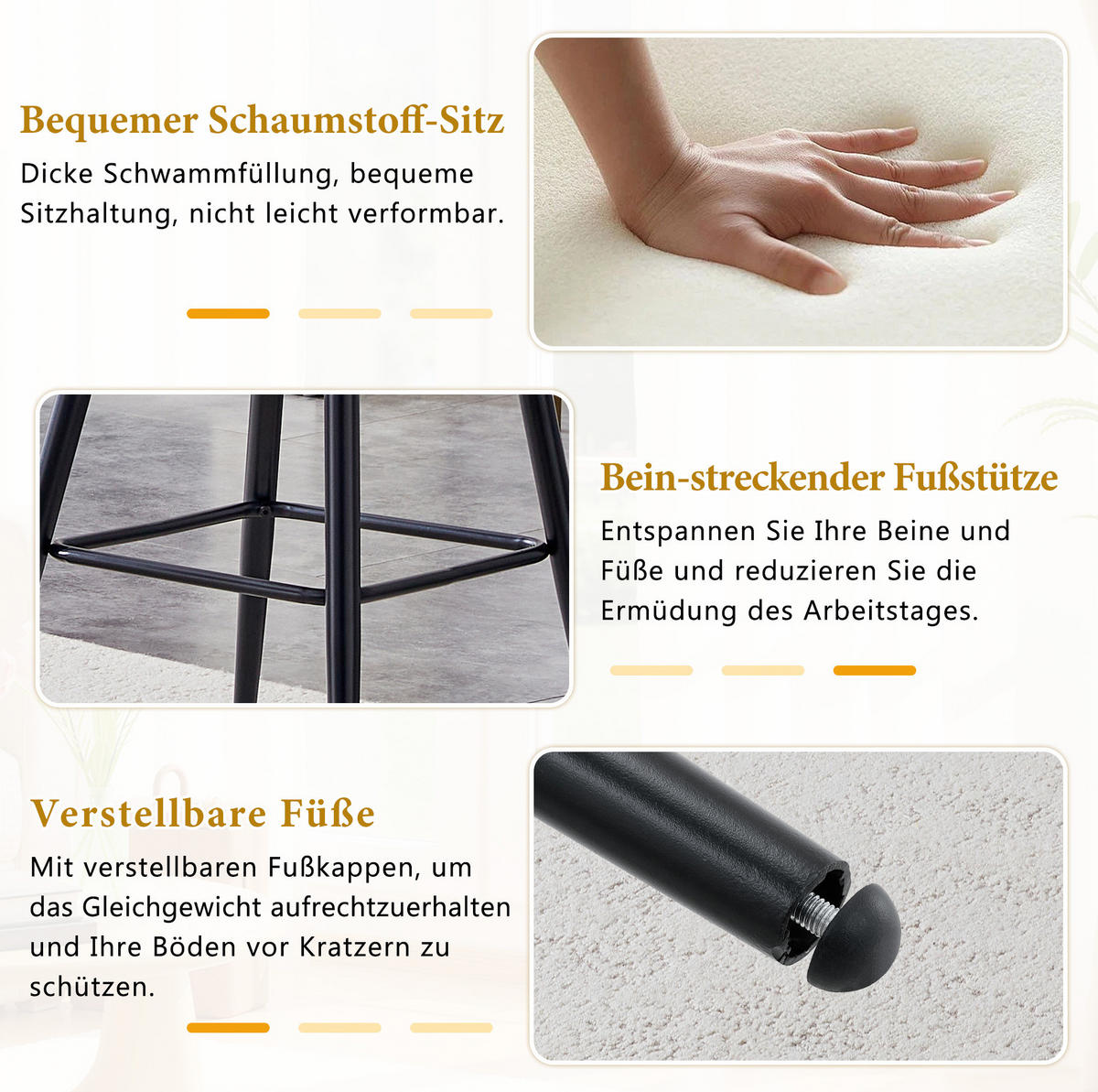 BARHOCKER mit Samtbezug Gelb Schwarz Metall 2er-Set - Gelb, Metall (50.5/98.5/56.1cm) - Meubliv