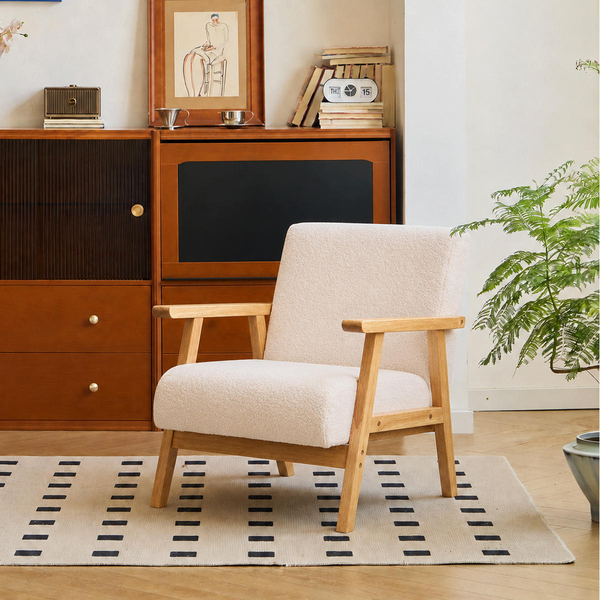 SESSEL Holz Weiß - Weiß, Holz (60/76/70cm) - Nordlys