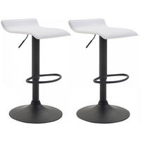 BARHOCKER 2er Set Lederlook weiß - Walnussfarben/Schwarz, Textil/Metall (36/63/39cm) - CLP