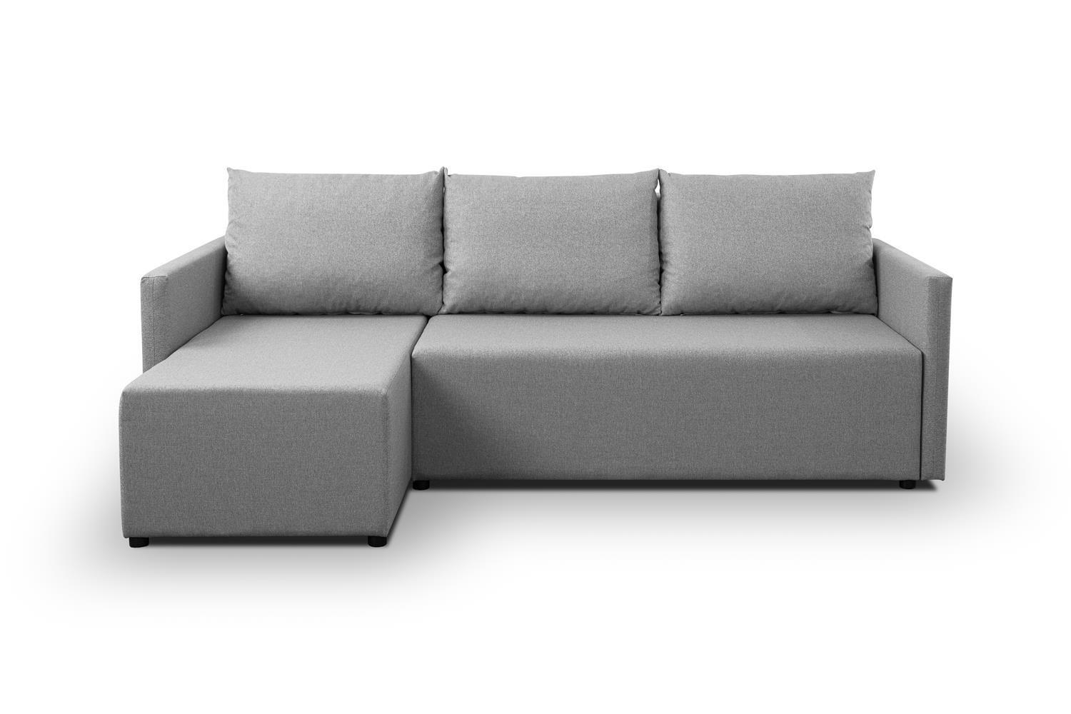 ECKSOFA Kriso Grau, mit Schlaffunktion und Bettzeugstauraum - Grau, Holzwerkstoff (217/138cm) - Bettso