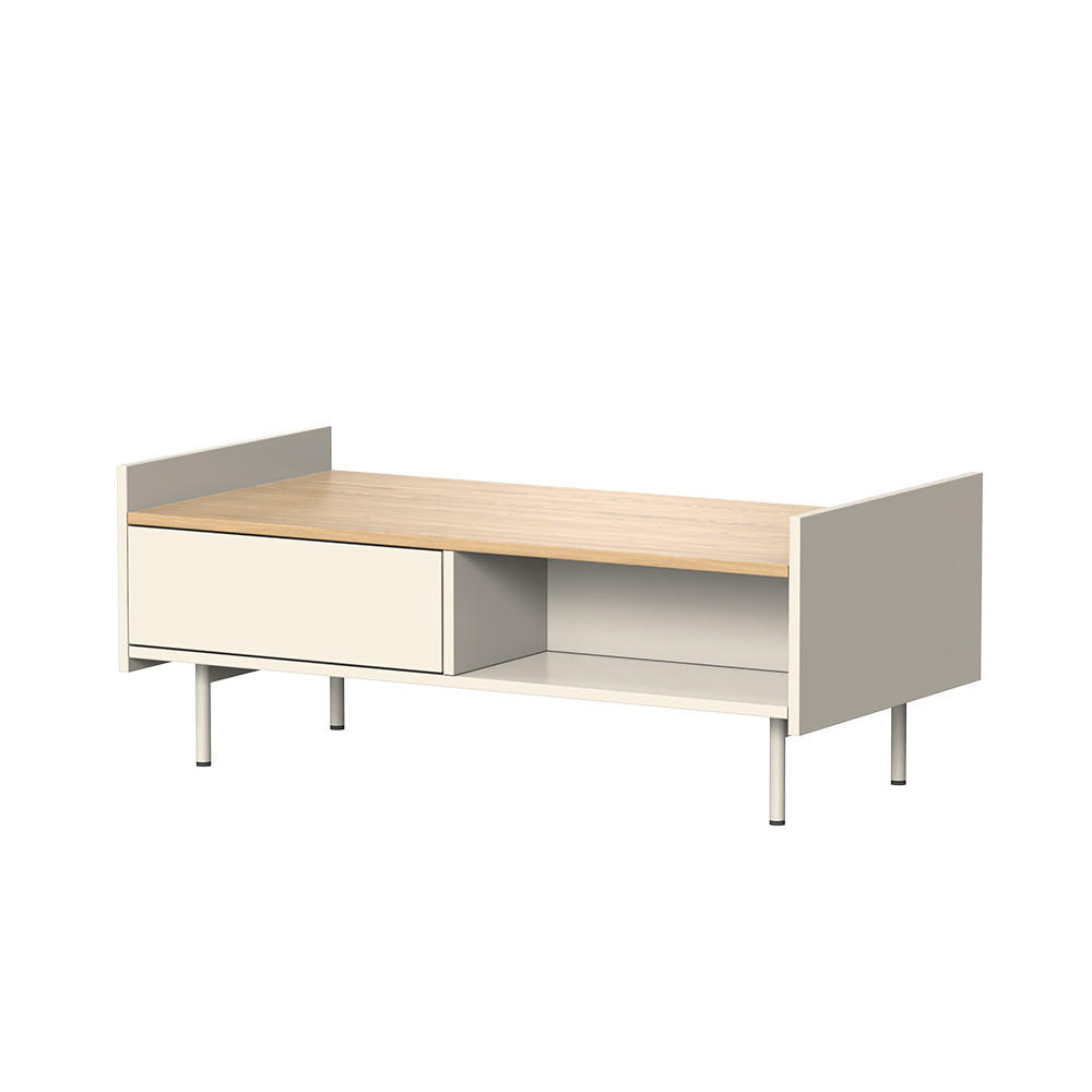 COUCHTISCH Velina Creme 100 x 50 cm mit 2 Schubladen - Eichefarben/Creme, Holzwerkstoff (50/100/40cm) - Vicco