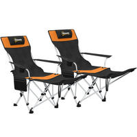 CAMPINGSTUHL 2er Set faltbar Fußstütze Getränkehalter orange - Orange, Metall (125/90/48cm) - LEBENLANG