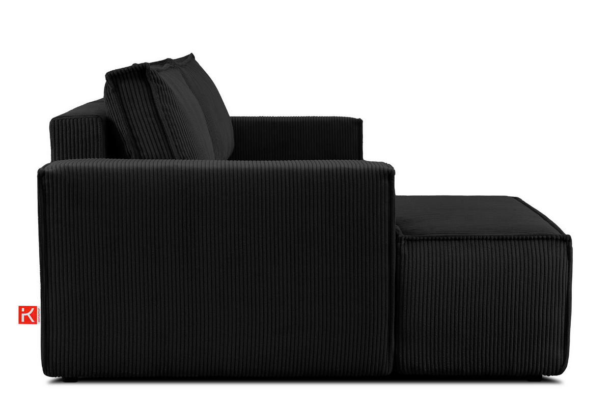 ECKSCHLAFSOFA-LINKS NAPI in Pet Friendly Cord-Stoff, schwarz - Schwarz, Textil (262/148cm) - KONSIMO®