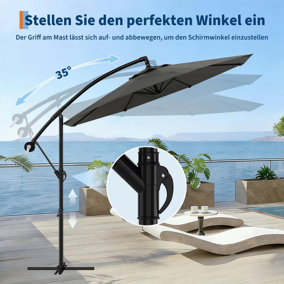 AMPELSCHIRM 300 cm grau - Grau, Metall (300/300cm) - CLTYQ