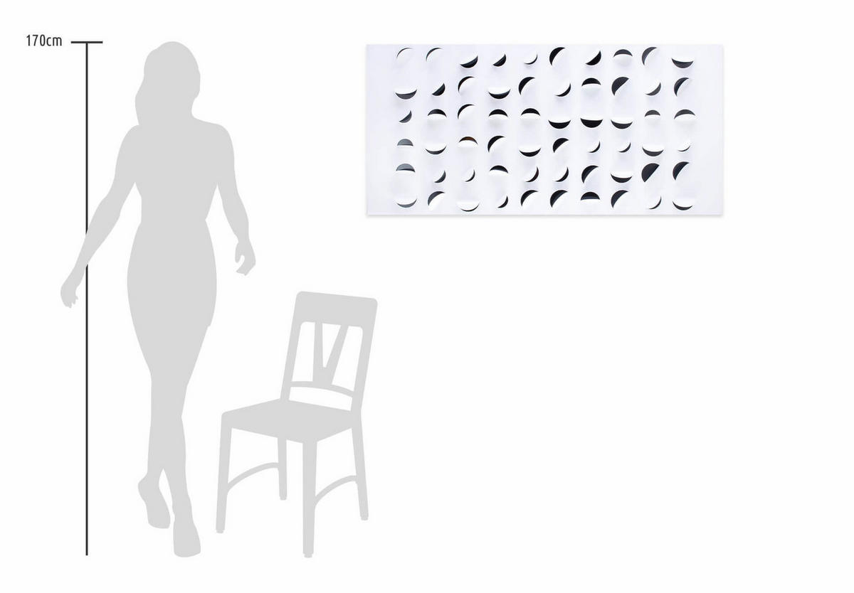 WANDDEKO Schwarz-Weiß 118/57 cm - Schwarz/Weiß, Metall (7.21/57/5cm) - KUNSTLOFT